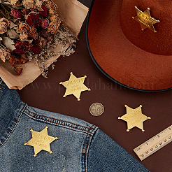4Pcs Star of David with Word Sheriff Brooch&nbsp;JEWB-FG0001-69