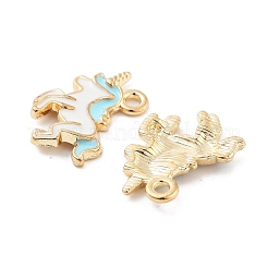 Light Gold Plated Alloy Enamel Pendants&nbsp;X-ENAM-M219-08KCG-04