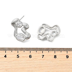 Brass Micro Pave Clear Cubic Zirconia Stud Earrings&nbsp;EJEW-V011-06P