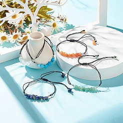 Gemstone Chips Braided Bead Bracelet for Women&nbsp;BJEW-JB08019