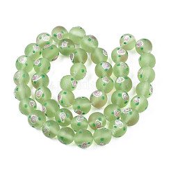 Handmade Frosted Lampwork Beads Strands&nbsp;LAMP-N021-39E