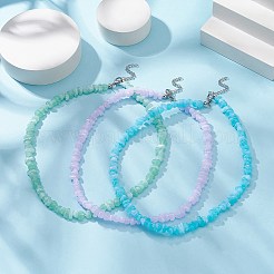 3Pcs 3 Color Acrylic Chips Beaded Chain Necklaces Set&nbsp;NJEW-JN04313