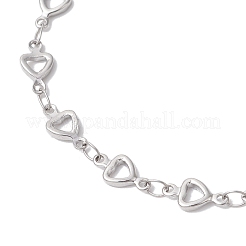 304 Stainless Steel Hollow Heart Link Chain Anklets for Women&nbsp;AJEW-AN00684