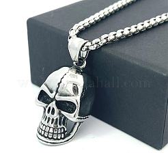 304 Stainless Steel Gothic Skull Pendant Necklaces for Men&nbsp;QF4021