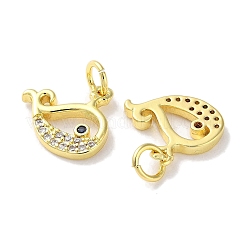 Rack Plating Brass Micro Pave Clear Cubic Zirconia Pendants&nbsp;KK-Z039-19G