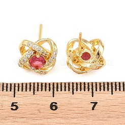 Brass Micro Pave Cubic Zirconia Stud Earrings for Women&nbsp;KK-A305-10G-05