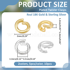 10Pcs 2 Colors 925 Sterling Silver Open Jump Rings&nbsp;STER-ME0001-57