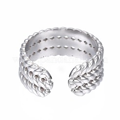 Non-Tarnish 304 Stainless Steel Twist Rope Open Cuff Ring&nbsp;RJEW-T023-47P