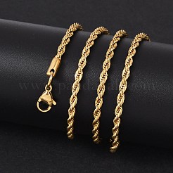 PVD Vacuum Plating 304 Stainless Steel Rope Chain Necklaces&nbsp;NJEW-M124-09G