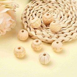 Unfinished Natural Wood European Beads&nbsp;X-WOOD-T025-001-LF