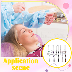 5Pcs Natural Amethyst & Green Aventurine & Obsidian & Tiger Eye & Rose Quartz Chips Dowsing Pendulums&nbsp;PALLOY-GA00049