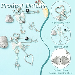 ABS Plastic Imitation Pearl & Acrylic & Alloy & 316 Stainless Steel Locket Pendant Decorations&nbsp;HJEW-YW00454-02