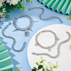 10Pcs Unisex 304 Stainless Steel Curb Chain/Twisted Chain Bracelets Set&nbsp;STAS-UN0048-40