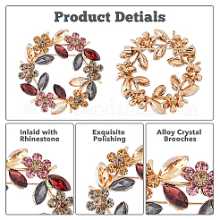 Flower Wreath Colorful Rhinestone Brooch&nbsp;JEWB-WH0026-19