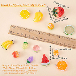 26Pcs 13 Styles Resin Pendants&nbsp;RESI-GA0001-33