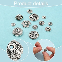 120Pcs 12 Styles Tibetan Style Alloy Bead Caps&nbsp;TIBE-YW0001-61