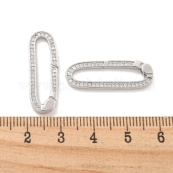 Rack Plating Brass Micro Pave CLear Cubic Zirconia  Spring Gate Clasps&nbsp;KK-Q814-13P