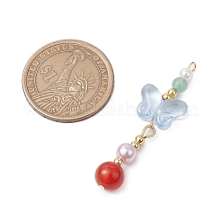 Natural Carnelian and Glass Pendants&nbsp;PALLOY-JF03192-07