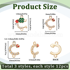 36Pcs 3 Styles Alloy Crystal Rhinestone Ladybug Connector Charms&nbsp;FIND-SC0012-65