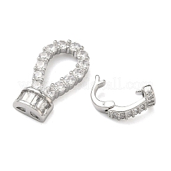 Brass Micro Pave Clear Cubic Zirconia Fold Over Clasps&nbsp;KK-U059-60P