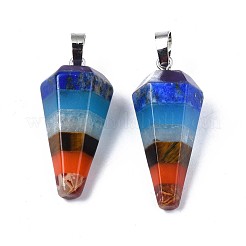 Natural & Synthetic Mixed Stone Chakras Pendants&nbsp;G-R451-09