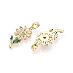 Brass Micro Pave Cubic Zirconia Pendants&nbsp;KK-T071-117G