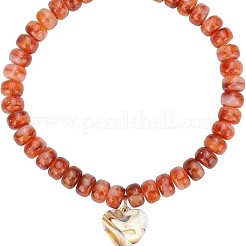 Resin and Plastic Heart Pendant Rondelle Beaded Necklaces with Alloy End Chains&nbsp;FS-WG415CE-01