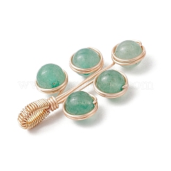 4Pcs 4 Styles Natural Rose Quartz & Green Aventurine & Amethyst & Carnelian Round Copper Wire Wrapped Pendants&nbsp;PALLOY-TA00216-01