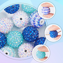 30Pcs 5 Style Resin Rhinestone Graduated Beads&nbsp;RESI-SC0003-06
