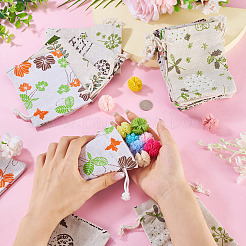 20Pcs 4 Styles Polycotton(Polyester Cotton) Printed Packing Pouches Drawstring Bags&nbsp;ABAG-TA0002-10