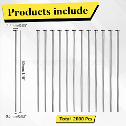 2000Pcs 304 Stainless Steel Flat Head Pins&nbsp;STAS-ME0003-61