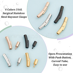 4 Sets 4 Colors 316L Surgical Stainless Steel Bayonet Clasps&nbsp;STAS-OC0001-17B