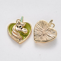 Brass Enamel Pendants&nbsp;KK-T049-025G-01-NF