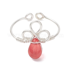 4Pcs Glass Open Cuff Rings for Women&nbsp;RJEW-TA00219-02