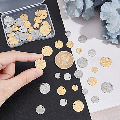 64Pcs 8 Style 304 Stainless Steel Textured Pendants&nbsp;STAS-DC0012-55