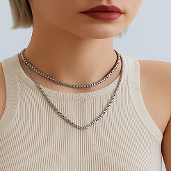 2Pcs 2 Styles 304 Stainless Steel Box Chain Necklaces&nbsp;NJEW-LP0003-30