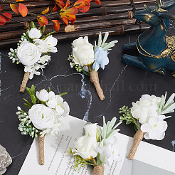 6Pcs 3 Styles Silk Cloth Flower Boutonniere Brooch&nbsp;AJEW-CN0003-48