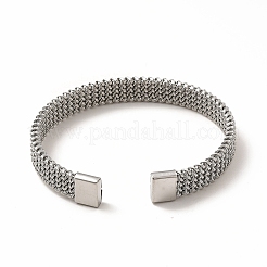 Non-Tarnish 304 Stainless Steel Mesh Chains Shape Open Cuff Bangle for Women&nbsp;BJEW-C033-02P