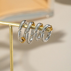 Two Tone 304 Stainless Steel Cuff Earrings&nbsp;WG02975-01