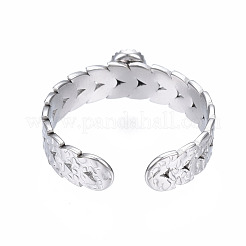 Non-Tarnish 304 Stainless Steel Open Cuff Finger Ring Cabochon Settings&nbsp;STAS-T060-09P