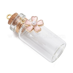 8Pcs Flower Glass Wish Bottle Pendants&nbsp;PALLOY-JF04568