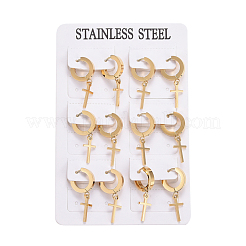 304 Stainless Steel Dangle Hoop Earrings&nbsp;EJEW-L232-002G