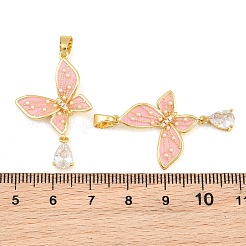 Brass Micro Pave Clear Cubic Zirconia Pendants&nbsp;CU-CBA765C-25G-02