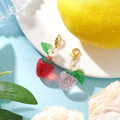 2Pcs Transparent Acrylic Strawberry Pendant Decorations&nbsp;HJEW-JM04318