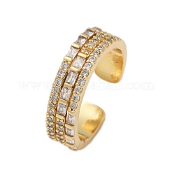 Brass Micro Pave Cubic Zirconia Cuff Rings for Women&nbsp;RJEW-F182-04G