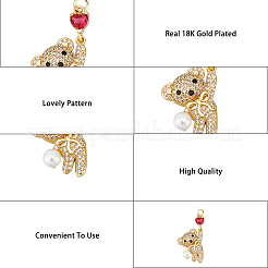 4Pcs 2 Style Brass Micro Pave Cubic Zirconia Charms&nbsp;KK-HY0003-14