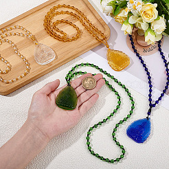 4Pcs 4 Styles Glass Embossed Guanyin Pendant Necklaces for Men&nbsp;HJEW-ME0001-04