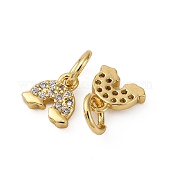 Brass Micro Pave Cubic Zirconia Pendants&nbsp;KK-P308-40G