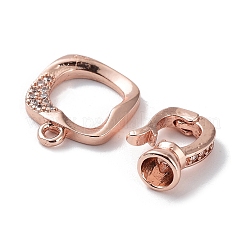 Rack Plating Brass Micro Pave Clear Cubic Zirconia Fold Over Clasps&nbsp;KK-Q797-04RG