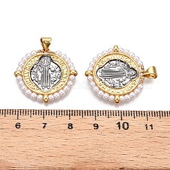 Brass with ABS Imitation Pearl Pendants&nbsp;KK-T070-17G